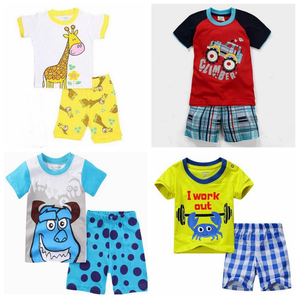 kids Spring & Summer children's pajamas baby short sleeved air conditioning suit summer boy girl cartoon sleepwear set