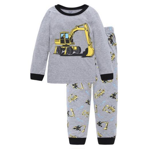 Kids Sleepwear Sets Nightgown Digger Vehicle Baby Boys Clothes Suits 100% Cotton Children Pajamas PJ'S Long Tees Shirts Pant Set