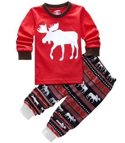 Reindeer Christmas Pyjama Boys Girls Xmas Outfits Nightwear Sleepwear 2017 Hot Long Sleeve Pajamas Set Children Kids Pjs