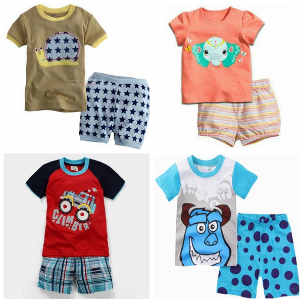 Brand Summer Kids Girls Boys Print Pajamas Short Sleeve Set Cartoon Pijamas Sleepwear Toddler Pyjamas Clothing