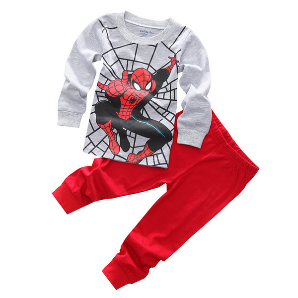 Children's spider-man pajamas set cotton Boy's pajamas Children Sleepwear Spring autumn cartoon baby boy girls clothing set