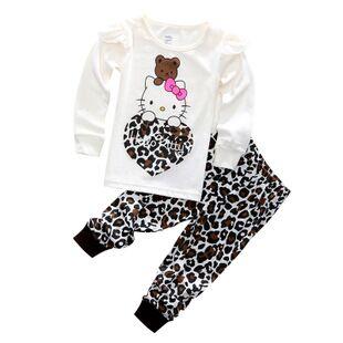 New clothing set toddler baby boy hello kitty clothing sets 2piece outfits cartoon print t-shirt and pants cute boy girls pajama