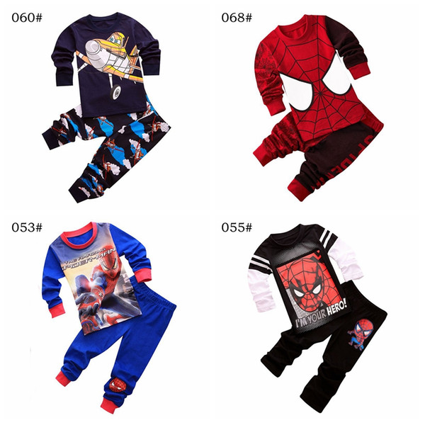 children boys girls Spiderman pajamas kids sleepwear tshirts + pants clothes sets cartoon pajama clothing set free shipping