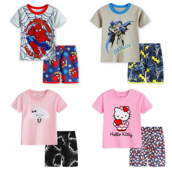 2-7Y Children Baby Boy's Girl's Kids Cartoon Sports Short Sleeve Tshirt Shorts Pajamas Suit Sleepwear Homewear Pyjamas SP131