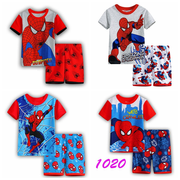 Sports Kids Pajamas Boys Short Sleeve Kids Cotton Pyjamas Nightgrown Baby Sleepwear Baby Children's Cartoon Pijamas Boys SP56