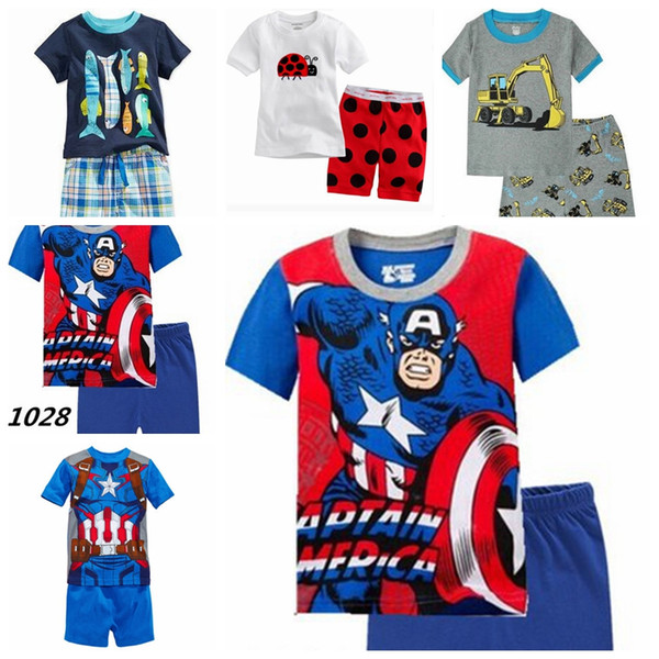 Fashion Summer Baby boys Clothes Sports pattern Suit Short Sleeve T-shirt +Shorts Kids Clothing Homewea Sets pajamas SP57