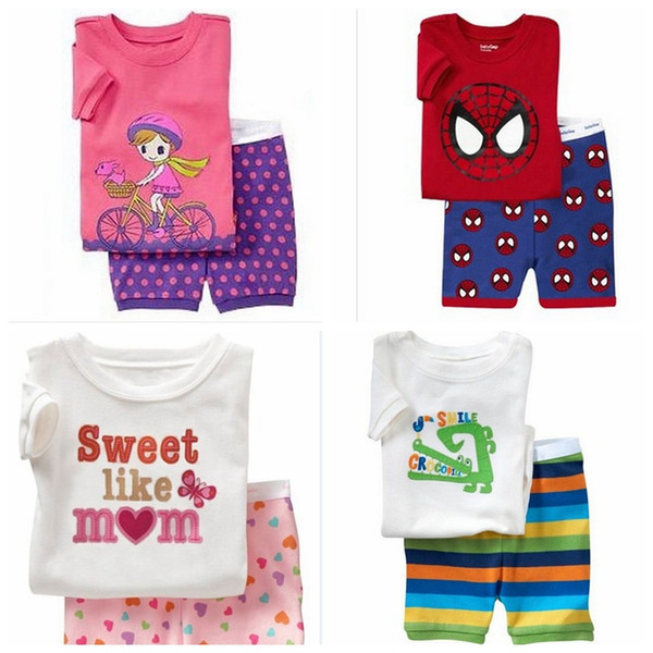 New summer Baby Sleepwears Suits Boys Pajamas Children Pyjamas Girls Cartoon short sleeve Tshirt + Shorts Pijamas SP62