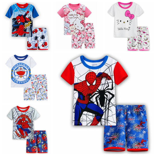 sleeping suits Summer Set Cartoon Pattern Pajamas Cotton Short Sleeve+Pants Baby Boy Clothes Fashion Children Clothing Set SP85