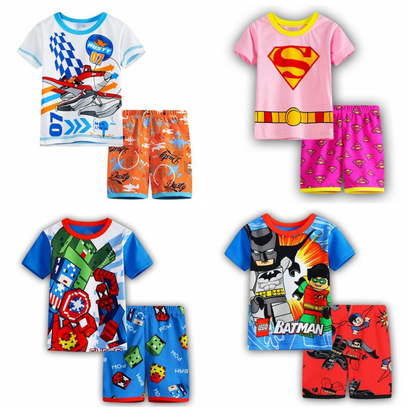 New Arrival Summer Kids Clothes Baby Boys Girls Clothing Cotton Short Sleeve Pijamas Children Sleepwear Pajamas Set SP66