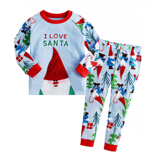 Boy Pajamas 2PCS Kids Boy Christmas Santa Claus Suit Long Sleeve Tops+Pants Boys Pyjamas Sets Children Nightwear Sleepwear