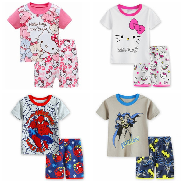 new arrival one piece girls summer short sleeve cotton cartoon pajamas,kids pijamas,baby wears for 2-7 years SP83