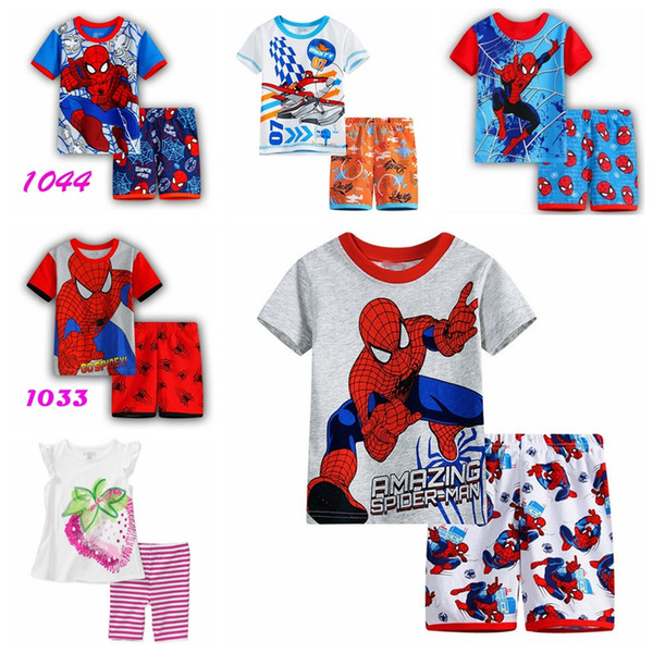 NEW boys sleeping wear sets 2pcs pajamas sets baby nightwear short sleeve t-shirts+shorts cartoon homewear 1set/lot SP53