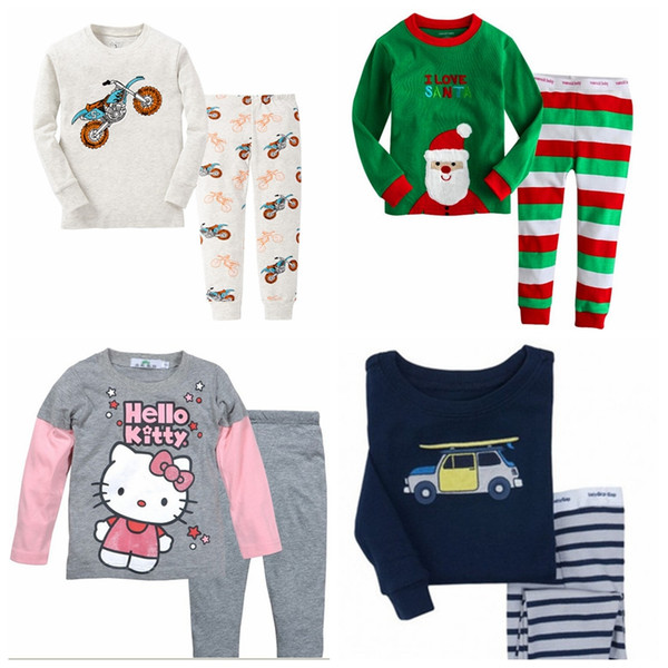 Drop Shipping Girl Clothing Set Children Pajamas Baby Sleepwear Long Sleeve Tshirt Cartoon Pyjamas childen Underwear Suits