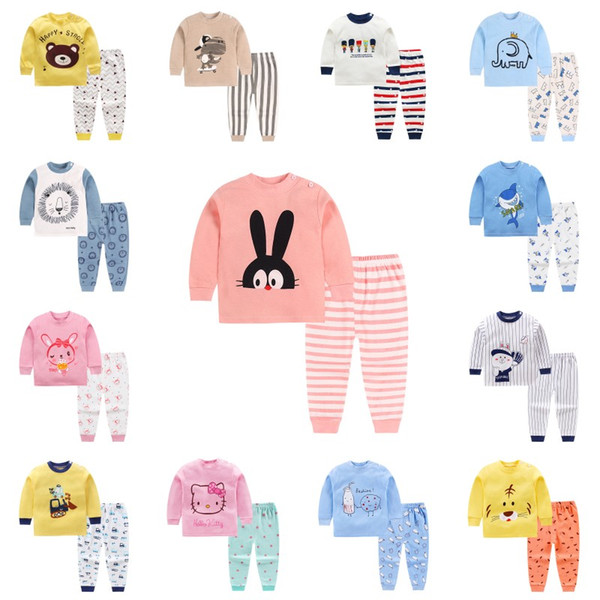 Kids Cartoon Cotton Pajamas Set Long Sleeve Spring Autumn Baby Boys Girls Sleepwear Homewear Children Underwear Outfit Clothing 30 Colors