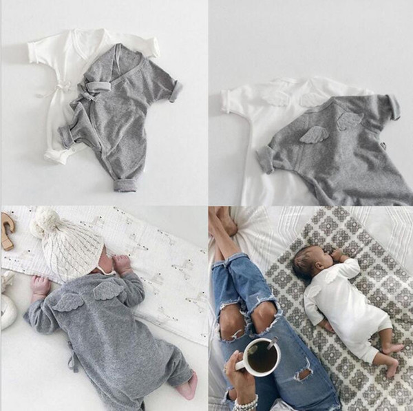 Baby Clothes 100% Cotton Pajamas Kids Ins Fashion Wings Sleepsuits Winter Nightwear Long Sleeve Sleepwear Romper Jumpsuit Home Wear YL769