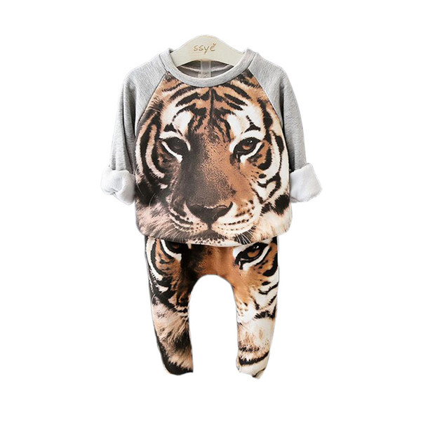 cute kids pajamas set cartoon cosplay animal tiger sleepwear set for 2-8yrs children boys girls students night house clothes set