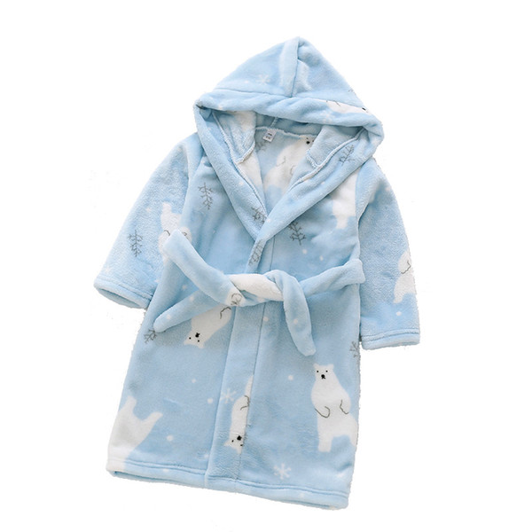 Boys girls pajamas soft flannel hooded nightgown autumn winter cute bear children homewear clothes nightwear kids bathrobes free shipping