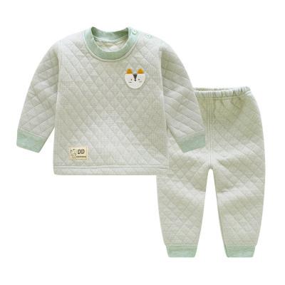 2018 autumn and winter baby warm underwear, children s warm clothes, baby's two-piece children's shoulder buckle suit