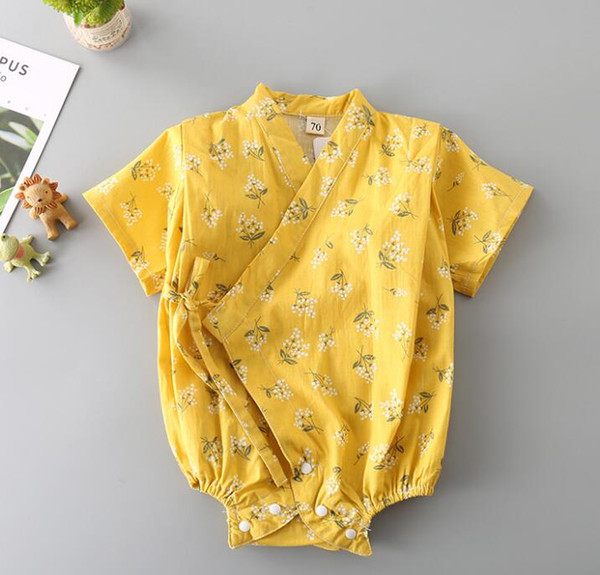 Hot 2019 Fashion new style Infant pajamas Cotton printing High quality newborn kimono Short sleeved romper