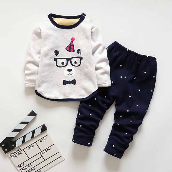 quality kids sleepwear clothes sets children boys girls comfortable clothes kids winter warm thick shirts + pants pajamas