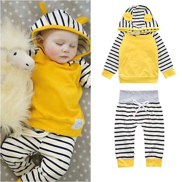 Baby jogger outfits black and white stripe hoodie and leggings set Children Pajamas Kids and Baby Clothing Dropsshipping