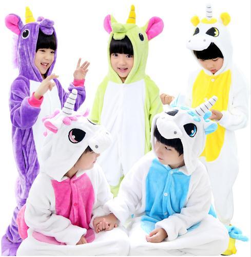 12 Style Children Unicorn Flannel Animal Pajamas Girls Boys Clothing Cute Pyjamas Hooded Romper Sleepwear For 4 6 8 10 12 Years