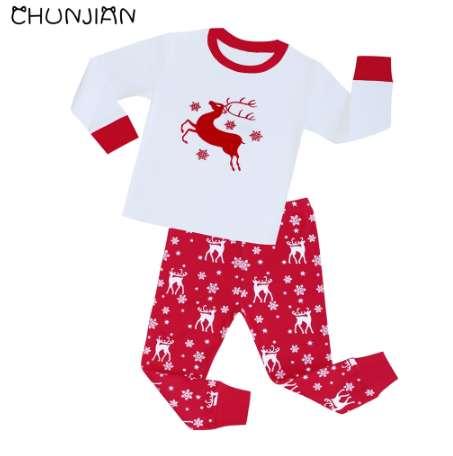 Christmas pyjamas kids deer pajamas children long sleeve pijamas girls 2Pcs clothes sets baby spring and sleepwear