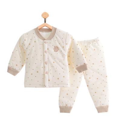 For the new autumn and winter wear cotton baby cross-border warm suit Korean printing clip cotton long sleeved cotton trousers.