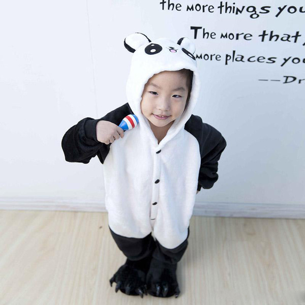 Kigurumi Pajamas For Kids Panda Leotard/Onesie Festival/Christmas Animal Sleepwear International Children's Day Patchwork Flannel Kigur