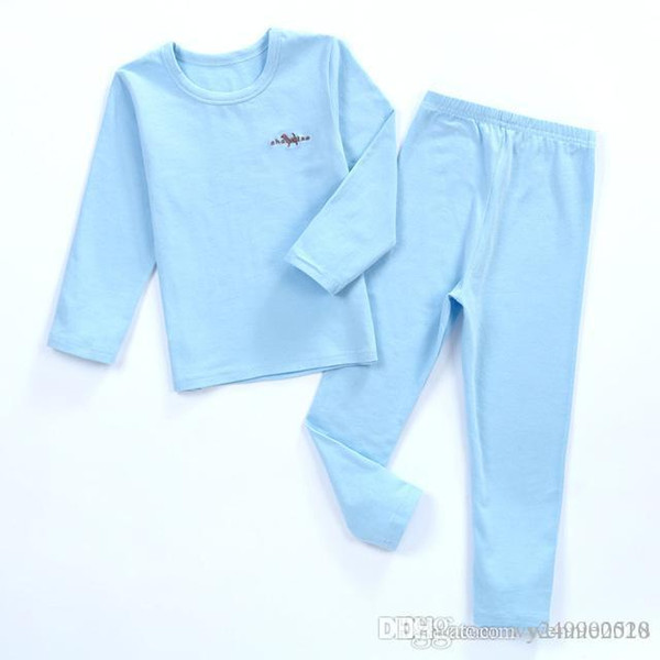 Autumn and winter cotton boys and girls underwear set new baby solid color pajamas children Sets