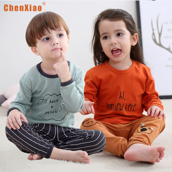 Children's wear autumn and winter new cotton children's underwear set warm boy's home service girls pajamas cartoon