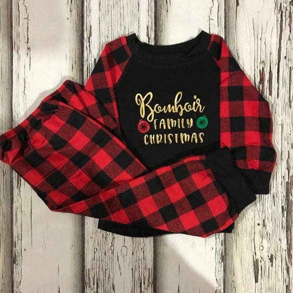 #Canada shiped# Blank winter/Christmas Pyjamas Pajamas for Adults PJ's holiday buffalo plaid striped children bedtime night sleep wear