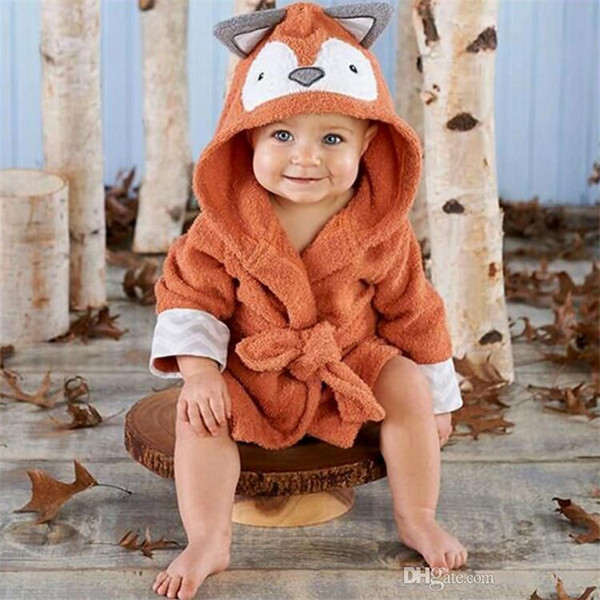 2018 Flannel Baby Bathrobes New Fashion Children's Home Clothes Boys Girls Cute Panda Pajamas Long Sleeve Hooded Cartoon Kids Nightgown