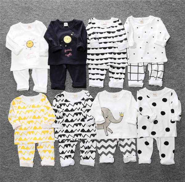 Ins Baby Girls And Girls Pajamas Baby Cartoon Set Children 2 Pieces Spring 2018 Kids Sleepwear Cute Baby Cotton Home Clothing