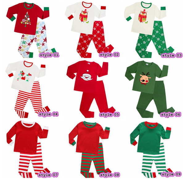 2017 Xmas Kids Family Matching Christmas Deer Moose Striped Pajamas Sleepwear Nightwear Pyjamas bedgown sleepcoat nighty 9colors choose free