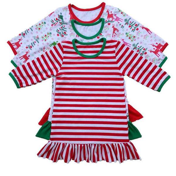 Christmas Girls Dress Striped Ruffle Baby Girls Nightwear Long Sleeve Pajamas Dress Chrismtas Girls Clothing Nightgown