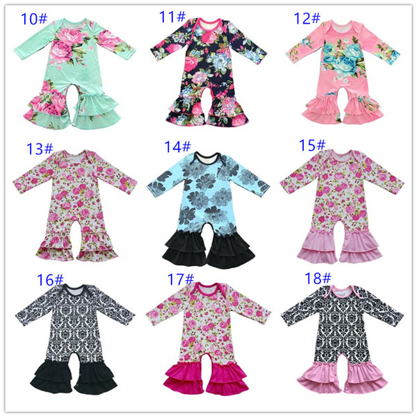 73 Color Twins Cotton floral Ruffle romper baby boy and girl sleeper romper outfit ruffled night Gown Pajamas Halloween christmas gifts 2018