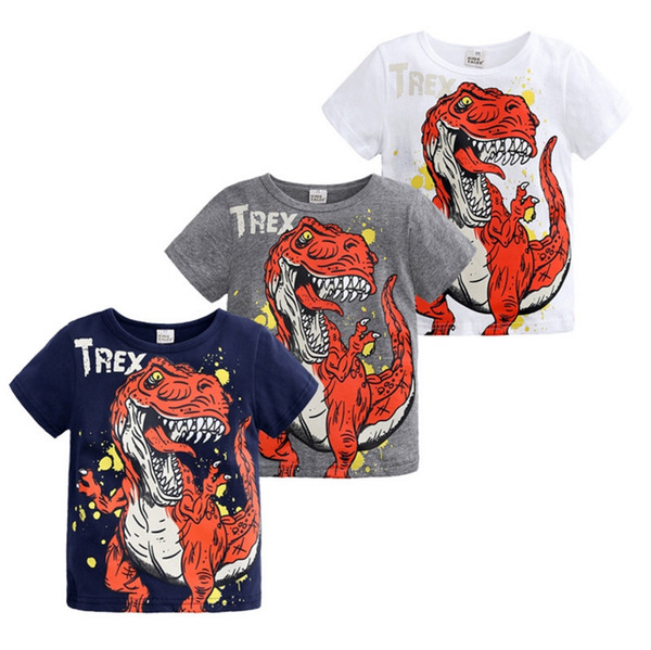 Kids Clothes Dinosaur Printed Boy T Shirts Cotton Baby Boys Tees Short Sleeve Children Tops Summer Kids Clothing 3 Colors DHW2429