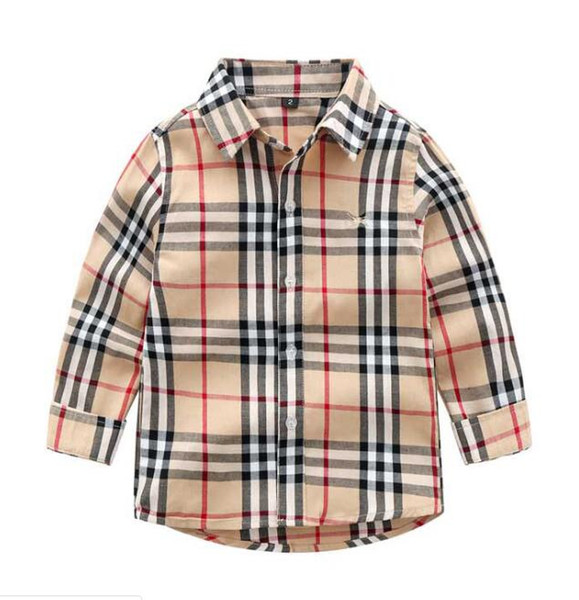 New Style Spring Autumn Boys Shirt Casual Turn-Down Collar Full Sleeve Plaid Children's Shirts Cotton Kids Baby clothing For 3-7 Years