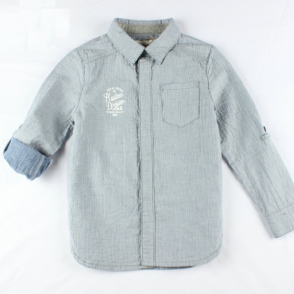 PEU DHERBE KIDS BOYS SHIRT YARN DYE BUTTON CLOSED LONG SLEEVE TURNED UP