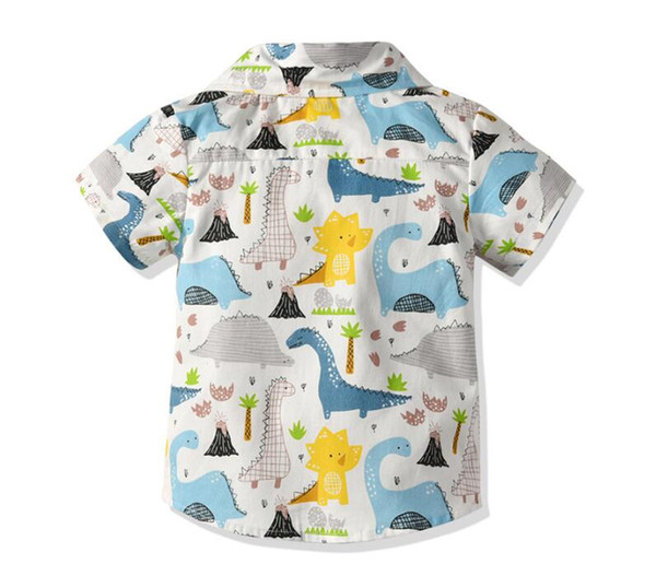 Baby Boys Shirts Short Sleeve Summer 2019 Cartoon Shirt For Boy Dinosaur Print Children Shirt Toddler Boy Child Clothes 1-6 Year