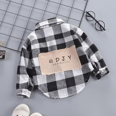 Boys kidst shirts sizes Children Plaid Shirt Thin Underwear top long sleeve shirts baby designer kids printing shirt Korean tide clothes boy