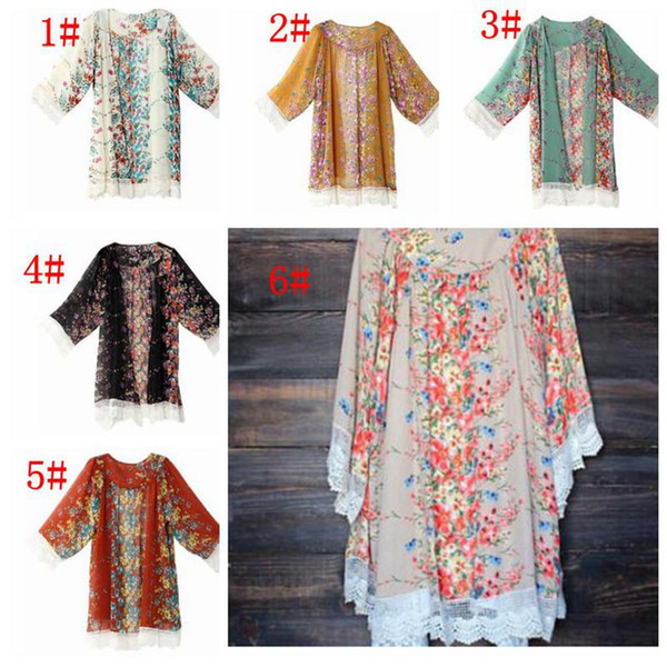 Women Lace Tassel Flower pattern Shawl Kimono Cardigan Style Casual Lace Chiffon Coat Cover Up Blouse