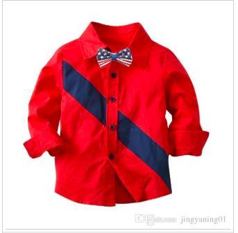 Spring and autumn new boys popular long-sleeved shirt boys red children's clothing wholesale autumn and winter shirts Europe and the United