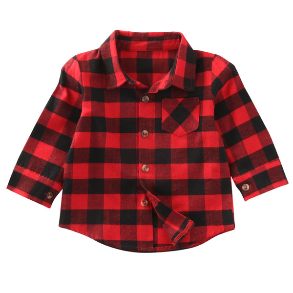 UK Baby Kids Boy Girl Long Sleeve T Shirt Checks Tops Blouse Clothes Outfit 1-7Y