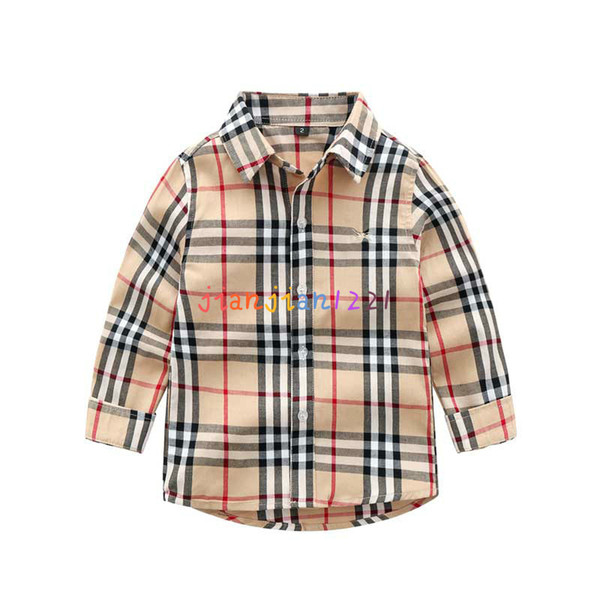 Boys shirt long-sleeved lapel spring clothes children's clothing autumn decoration body wild bottoming shirt children's cotton plaid shirt