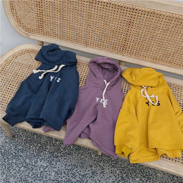 2 3 4 5 6 Years Unisex Hoodies Casual Korean Letter Printing Hooded Sweatshirts for Girls Kids Clothing Autumn 2019 Boys Clothes T200228