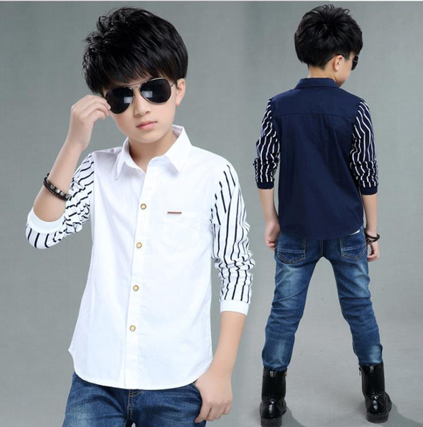 Gentleman Boys Wedding Party Formal Clothes Child Shirts Long Sleeve Turn-down Collar White Kids School Boys Shirt Tops Costume