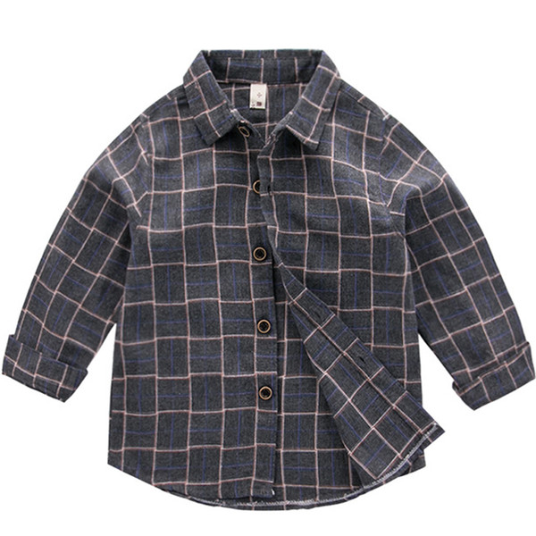 Baby Boy Shirt Autumn 2018 Fashion Cartoon Plaid Casual Turn-down Collar Toddler Boys Shirts For Kids Children Clothing