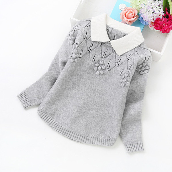 2017 Autumn And Winter New Children Clothing Long sleeves Sweater Girls Sweaters Cashmere Jacquard Pullover Fashion free shipping